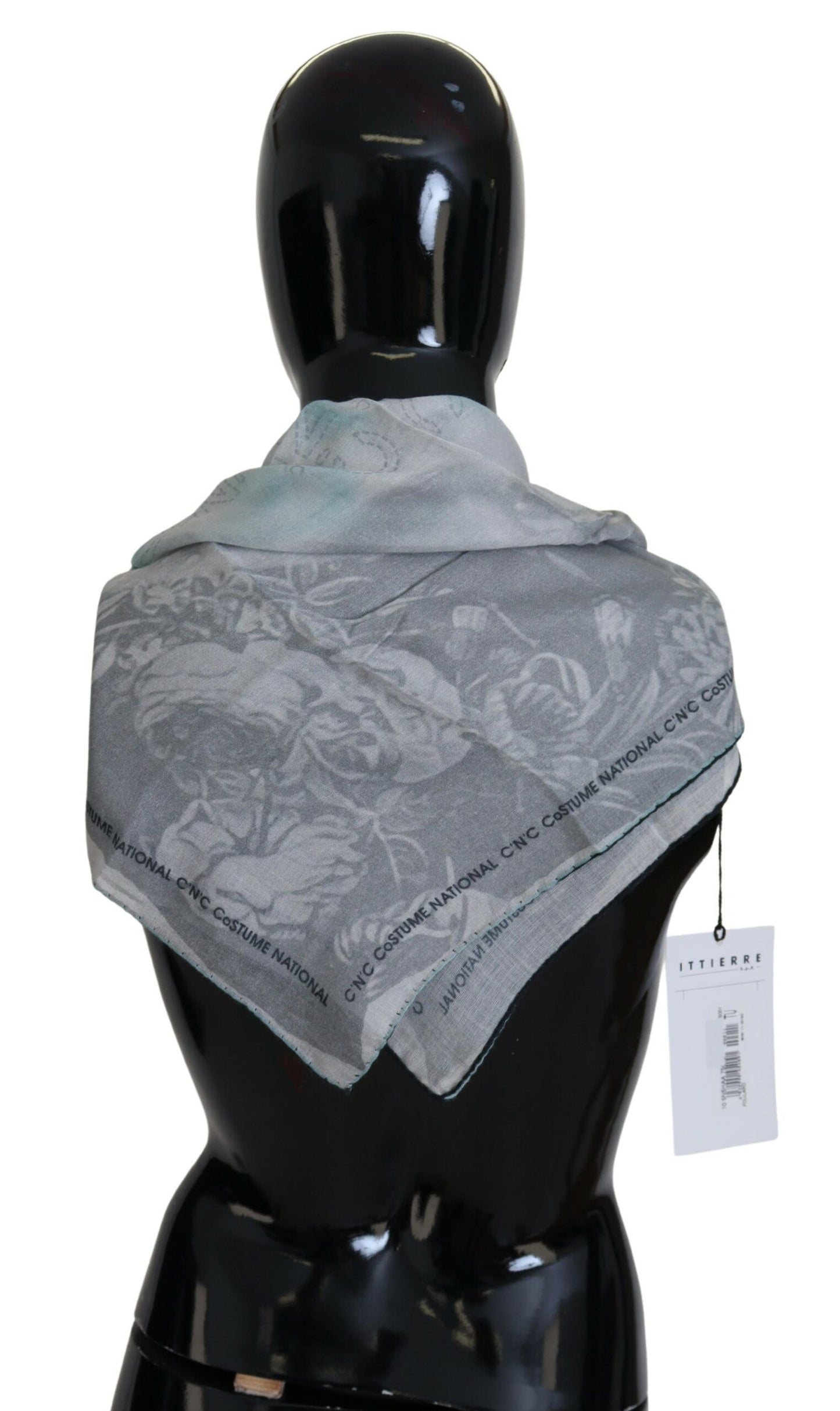 Costume National Elegant Grey Cotton Square Scarf