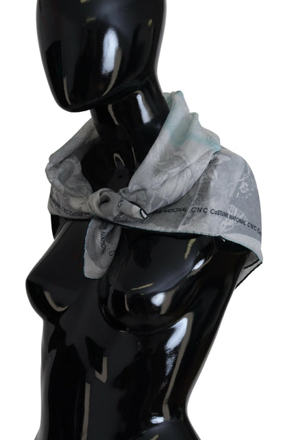 Costume national foulard carré en coton gris