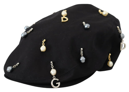 Dolce & gabbana black cotton newsboy hat