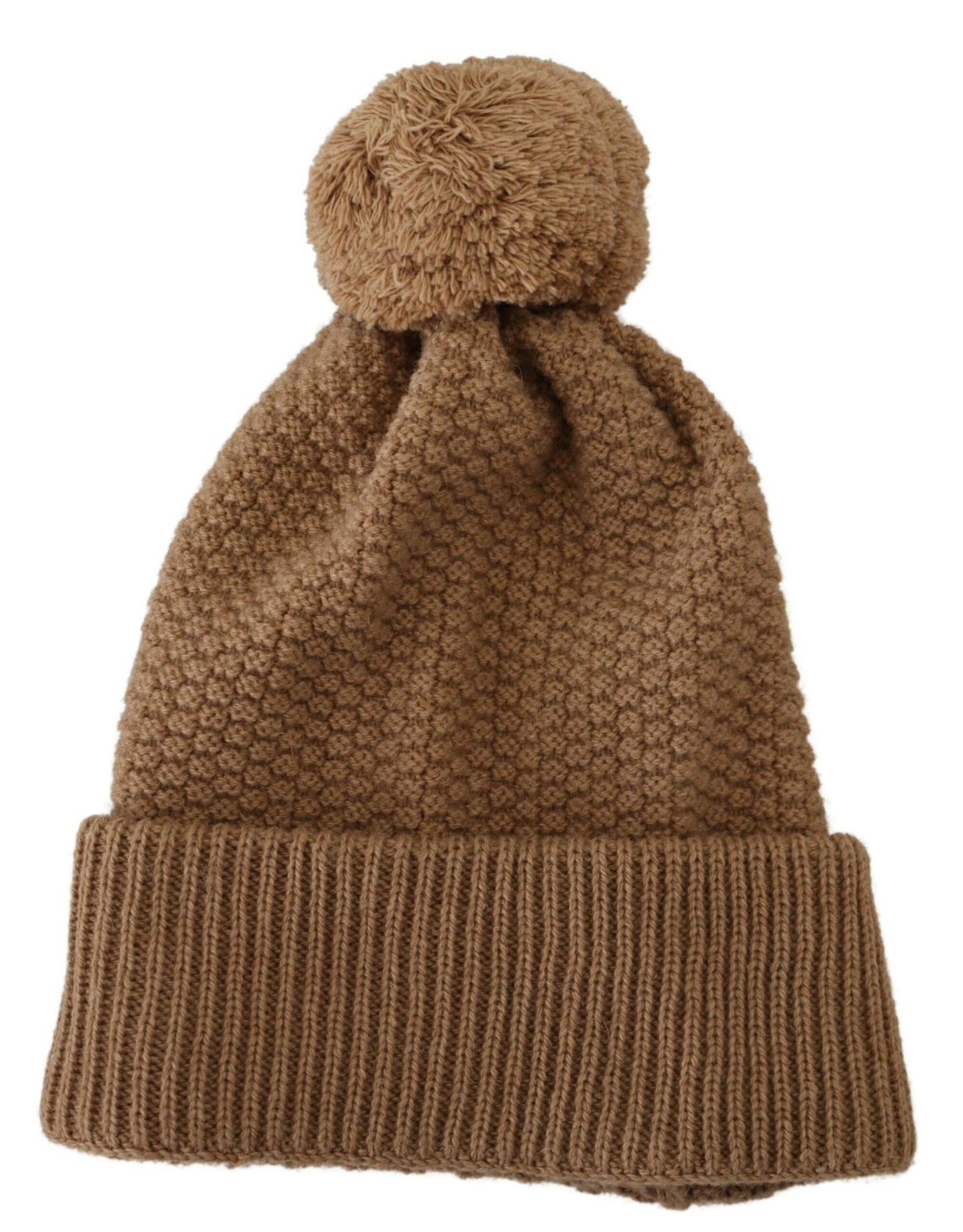 Bonnet en tricot camel Dolce &amp; Gabbana avec accent de fourrure