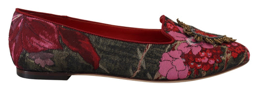 Chaussures plates en cuir et tissu multicolores Dolce &amp; gabbana avec patch sacré cœur