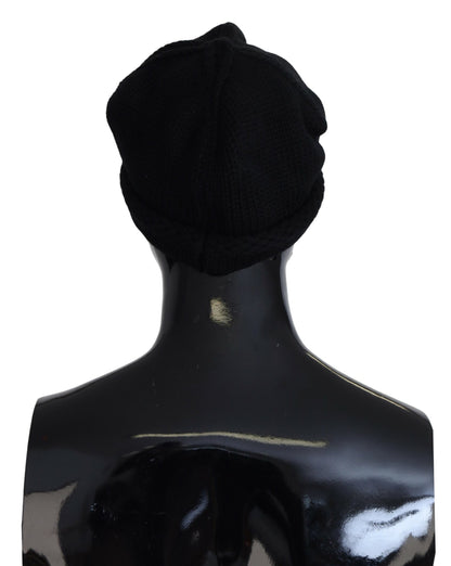 Bonnet en laine vierge noire Dolce &amp; Gabbana