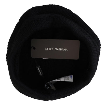 Bonnet en laine vierge noire Dolce &amp; Gabbana