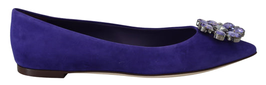 Chaussures plates en daim violet à cristaux ornés Dolce &amp; Gabbana