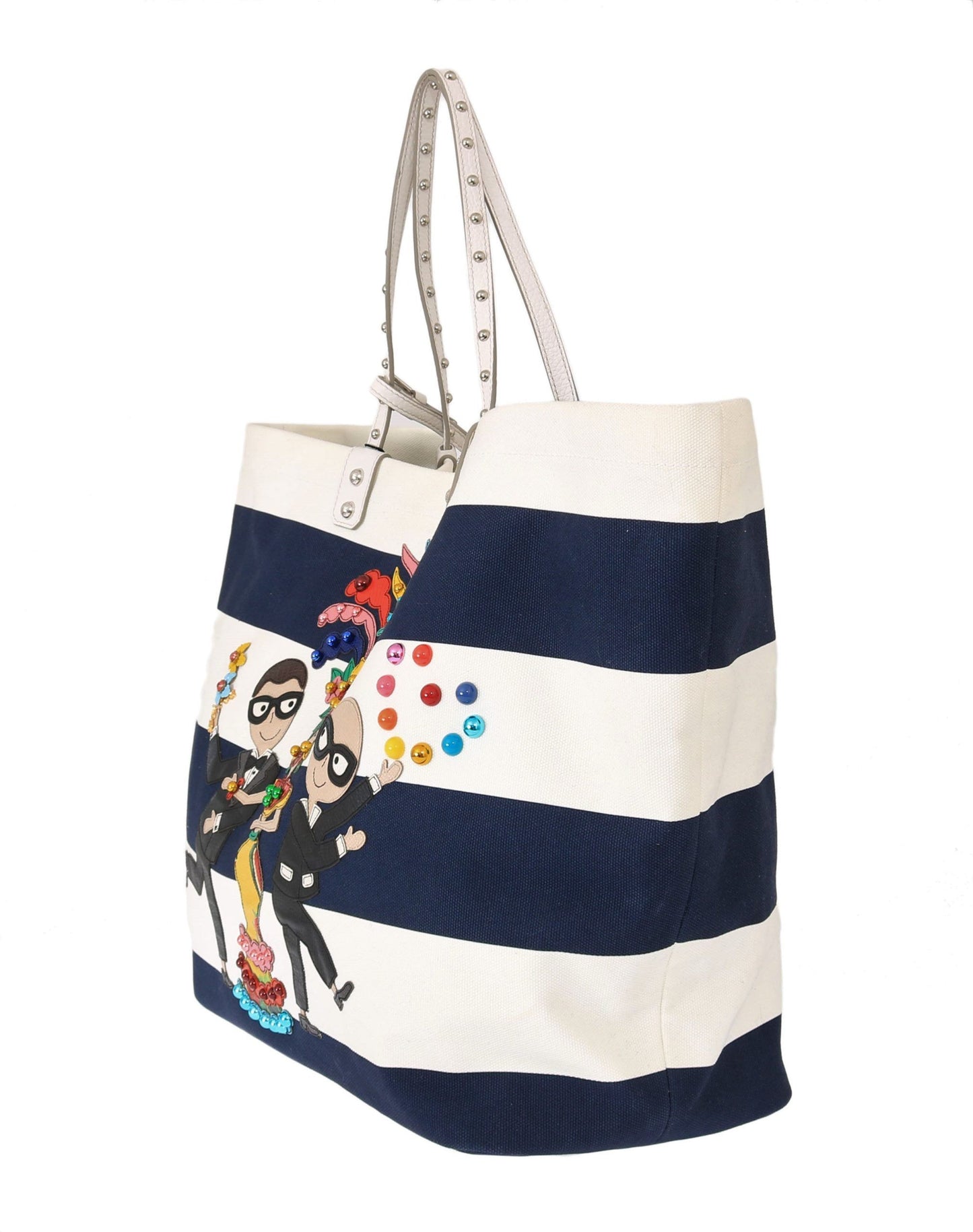 Dolce & Gabbana Chic Striped Beatrice Tote Handbag