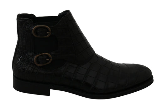 Dolce & gabbana derby brogue boots in exotic leather