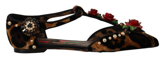 Dolce &amp; gabbana sandales à bride en T léopard ornées de fleurs