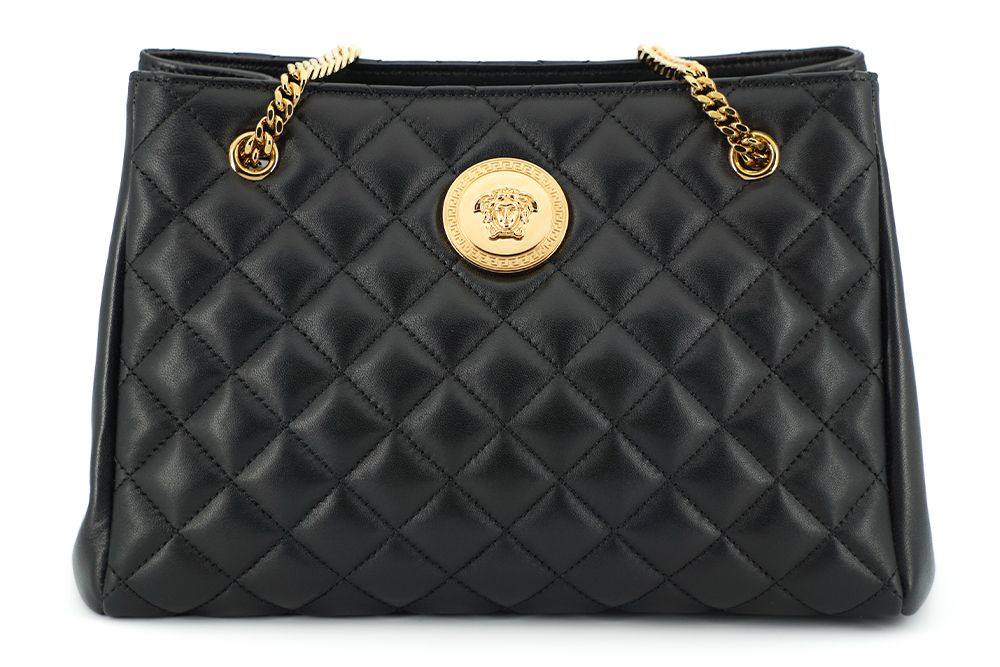 Versace Bolso tote Medusa de piel de napa acolchada en negro