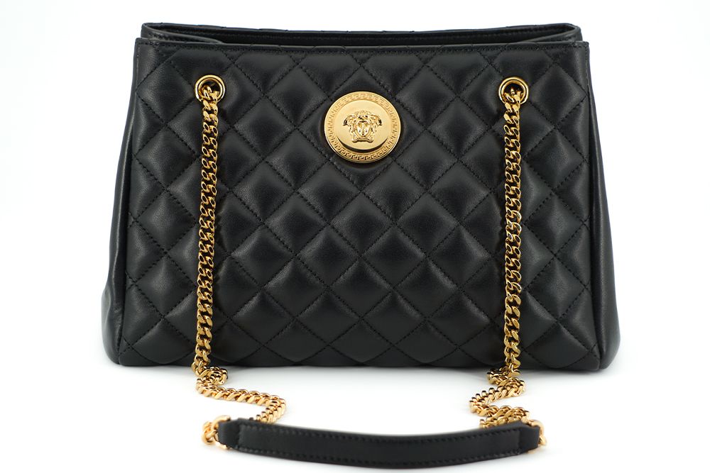 Versace Bolso tote Medusa de piel de napa acolchada en negro