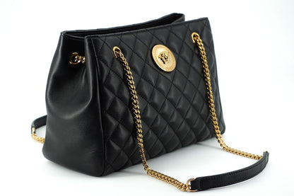 Versace Bolso tote Medusa de piel de napa acolchada en negro