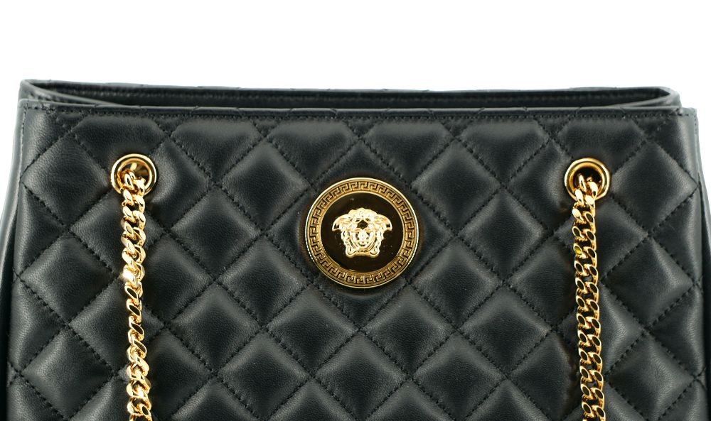 Versace Bolso tote Medusa de piel de napa acolchada en negro