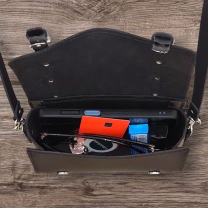 Handmade Leather Bowler Bag - Black