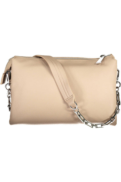 Sac porté épaule beige à poignée chaîne Byblos