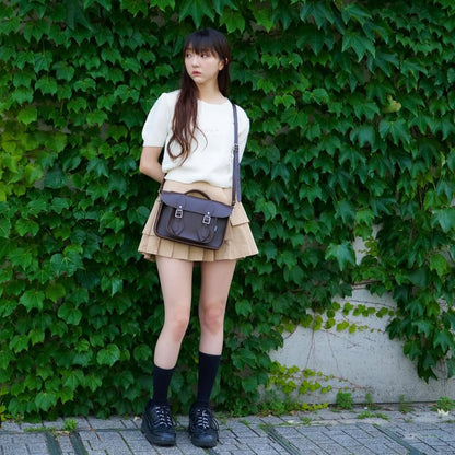 Handmade Leather Satchel - Dark Brown