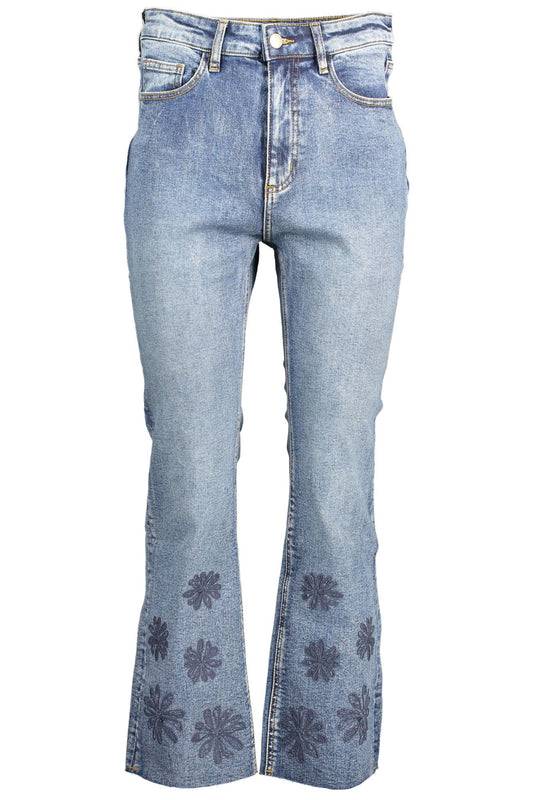 Desigual Chic Embroidered Faded Jeans with Contrasting Accents