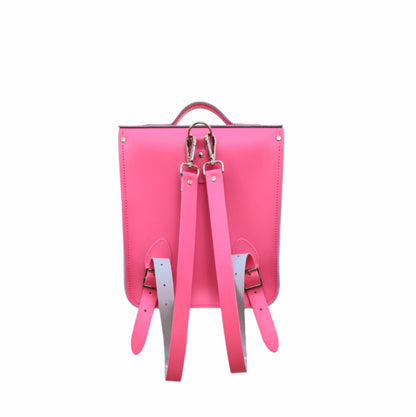 Handmade Leather City Backpack - Hot Fuchsia