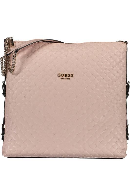 Guess jeans sac porté épaule en polyuréthane rose à poignée chaîne