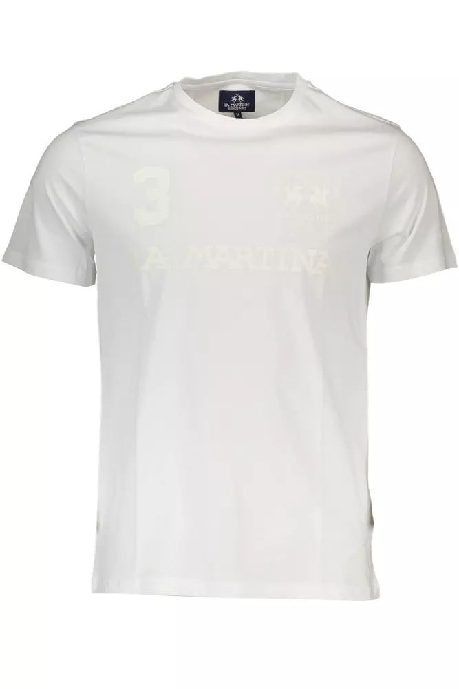 T-shirt blanc à col rond La Martina avec logo imprimé