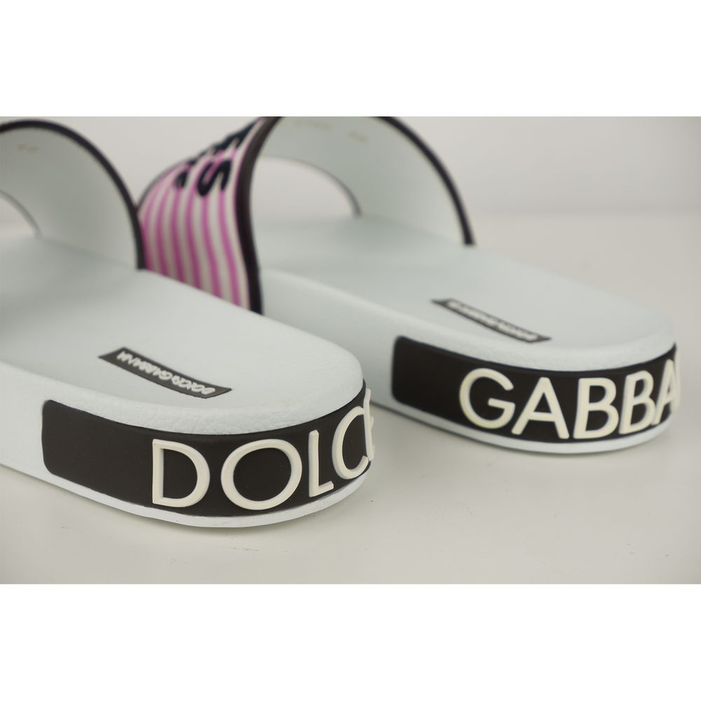 Dolce &amp; Gabbana pantoufles en toile et cuir blanches