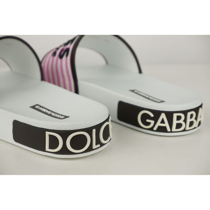 Dolce &amp; Gabbana pantoufles en toile et cuir blanches