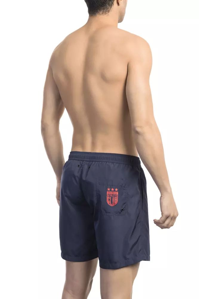 Bikkembergs blue side print swim shorts