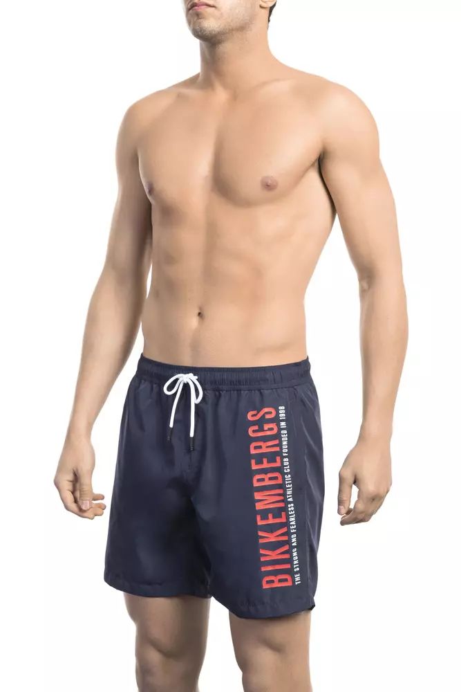 Bikkembergs blue side print swim shorts
