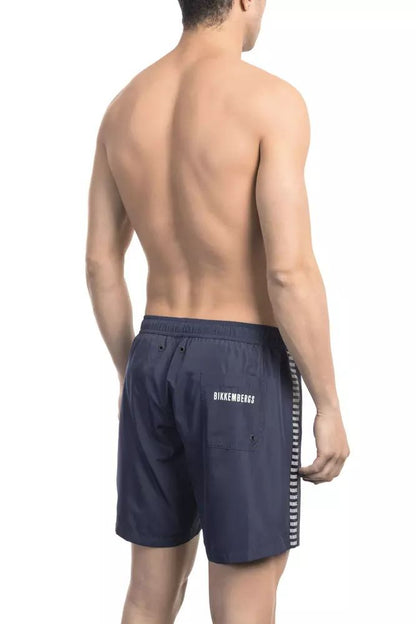 Bikkembergs blue tape-trim swim shorts