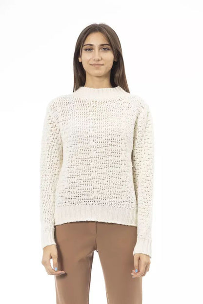 Alpha studio mock neck ivory sweater