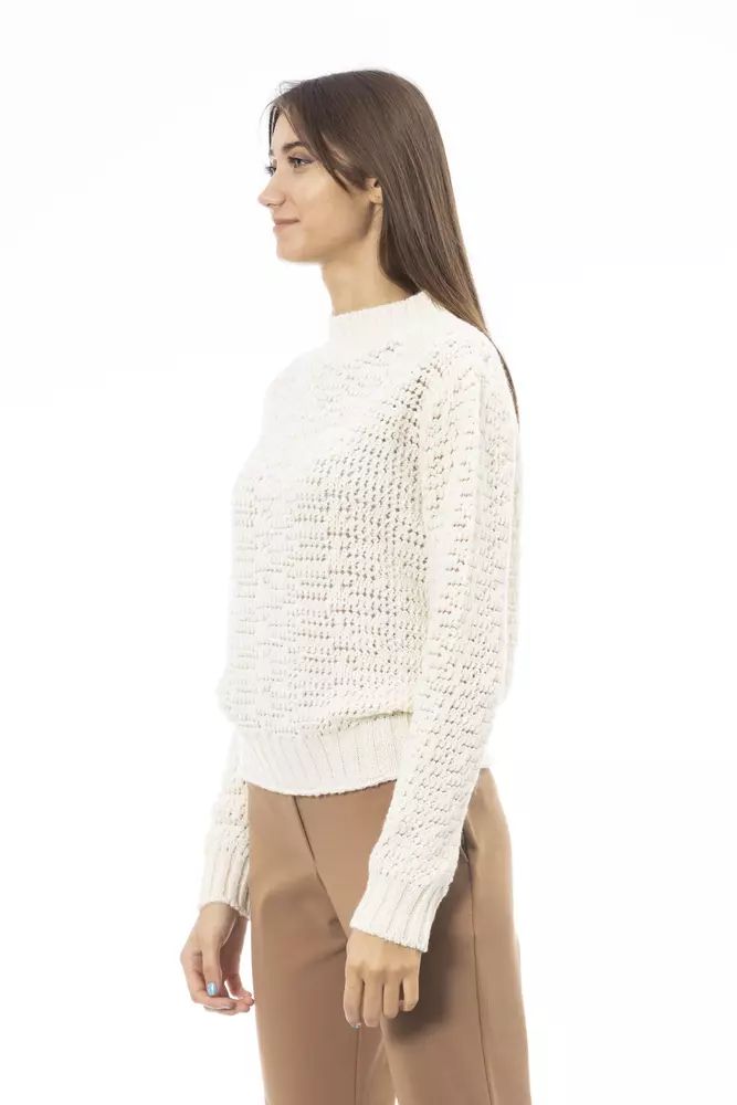 Alpha studio mock neck ivory sweater