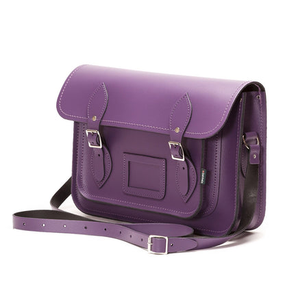 Handmade Leather Satchel - Purple