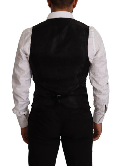 Dolce & gabbana black virgin wool dress vest