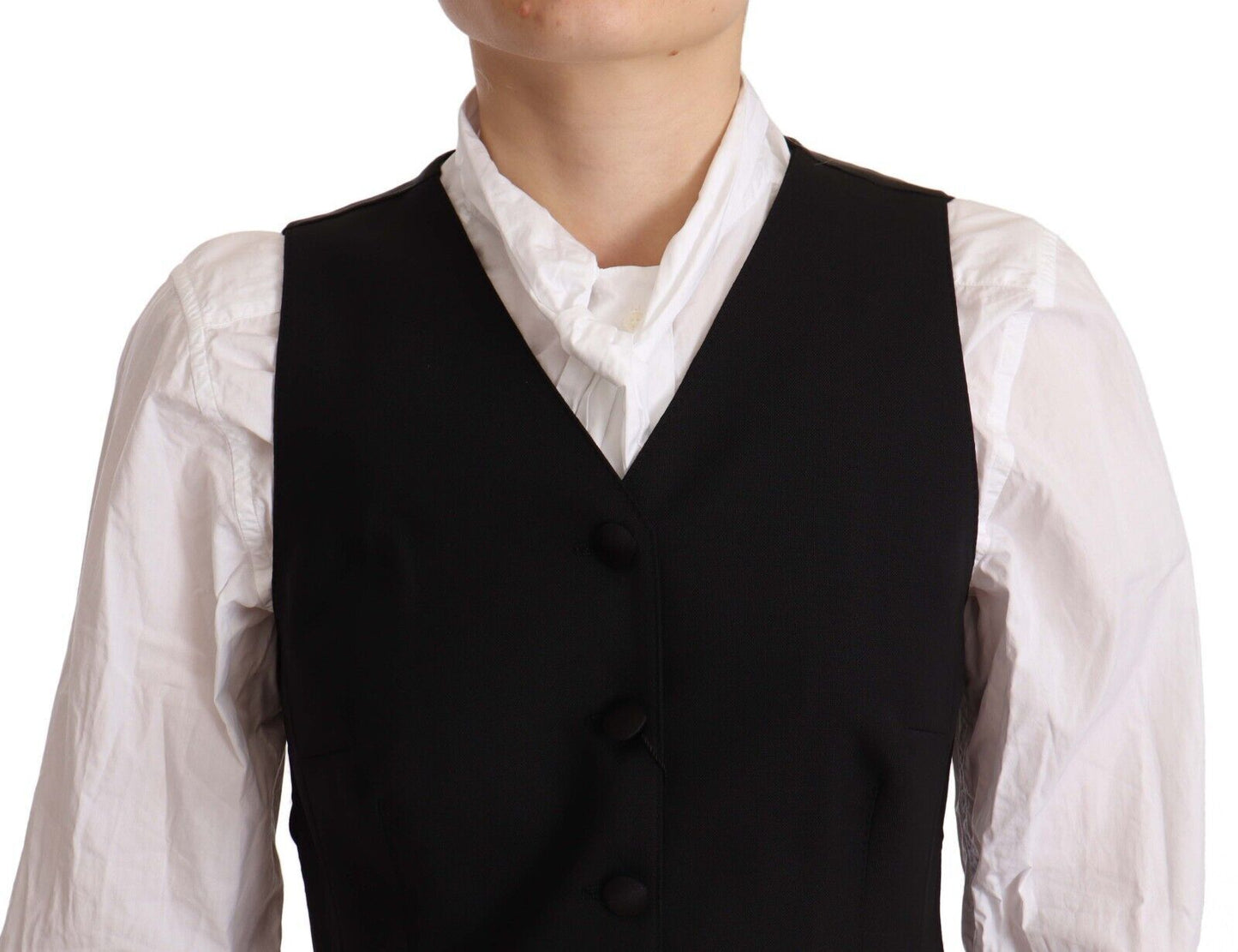 Dolce & gabbana black wool blend waistcoat
