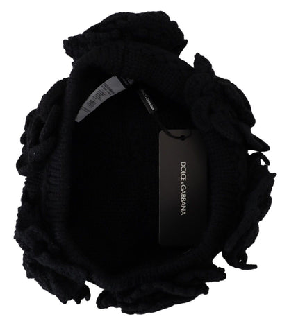 Bonnet en laine vierge noire Dolce &amp; Gabbana