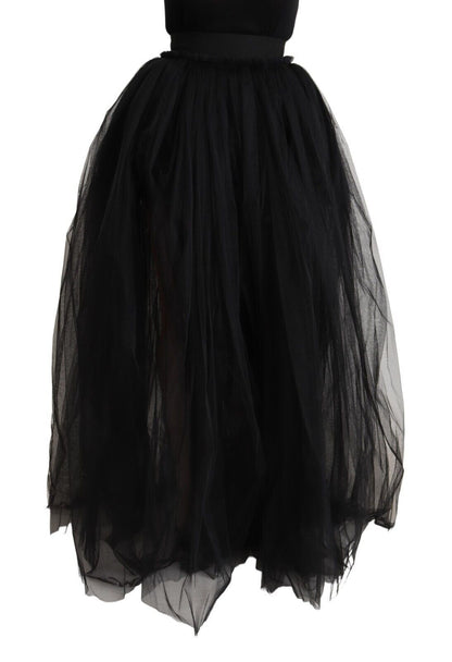 Dolce & gabbana black tulle a-line floor-length skirt