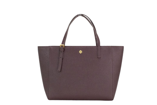 Tory Burch Emerson petit sac fourre-tout en cuir saffiano tempranillo