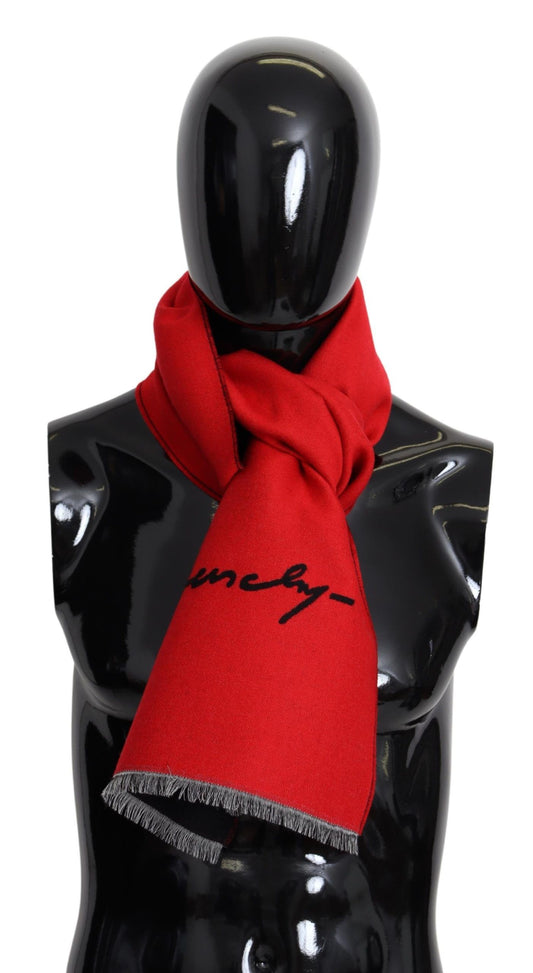 Bufanda unisex de mezcla de lana roja elegante de Givenchy