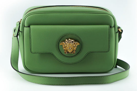 Sac étui pour appareil photo en cuir vert menthe Versace