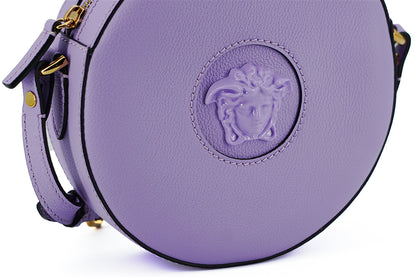 Versace Bolso de hombro Disco redondo de piel de becerro morado