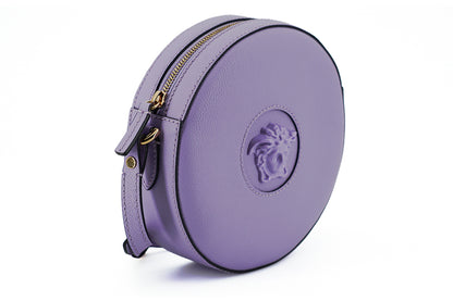 Versace Bolso de hombro Disco redondo de piel de becerro morado