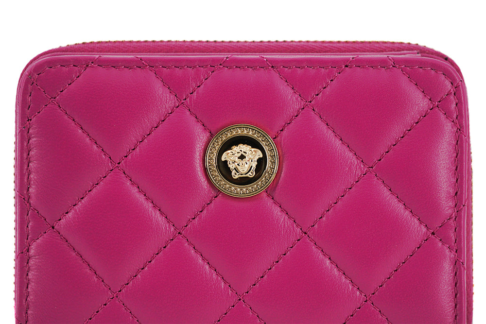 Portefeuille en cuir matelassé violet Versace