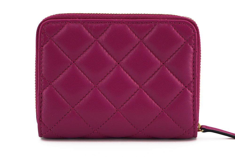 Portefeuille en cuir matelassé violet Versace