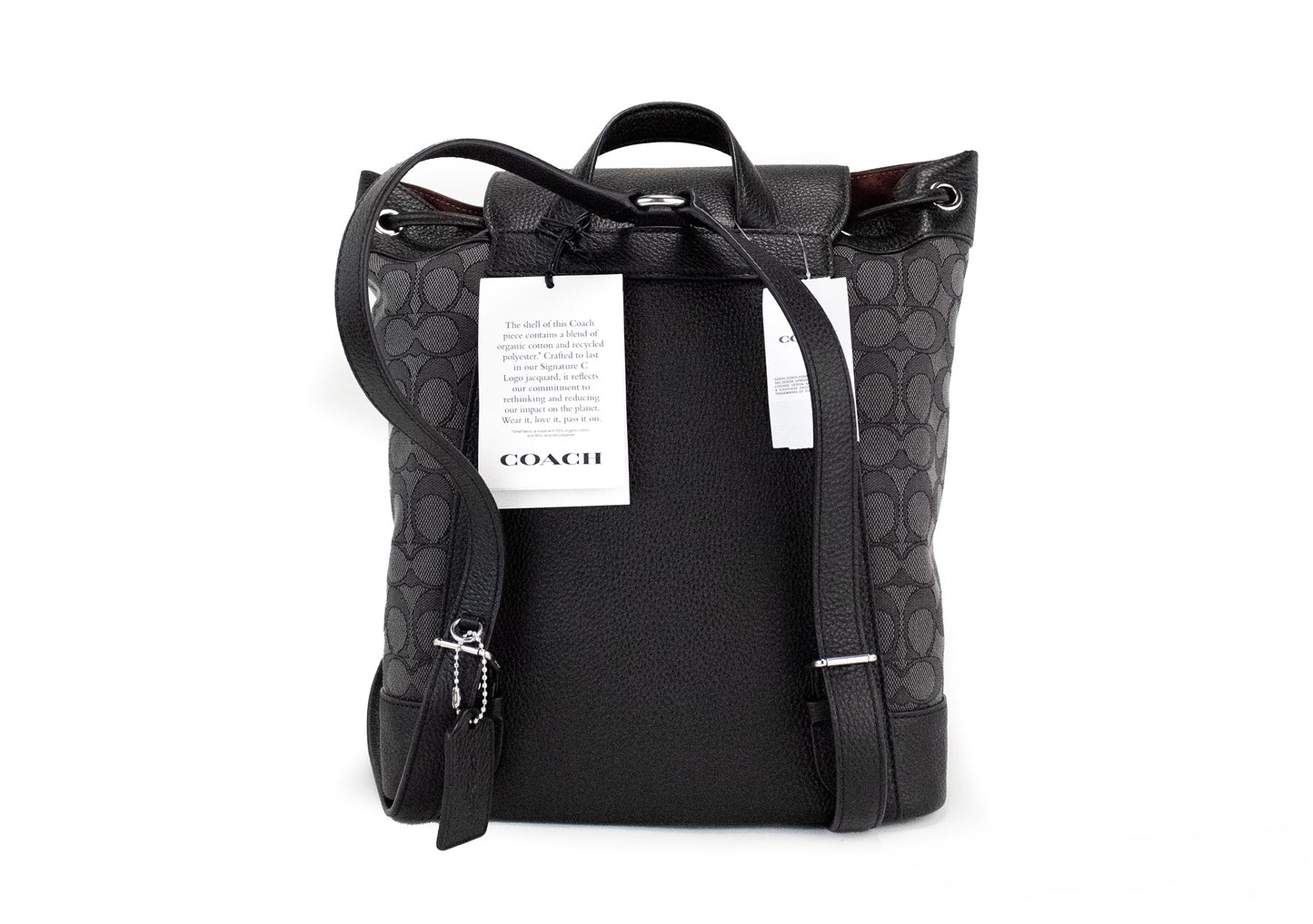 COACH Mochila Dempsey de lona jacquard con parche del logo en negro ahumado