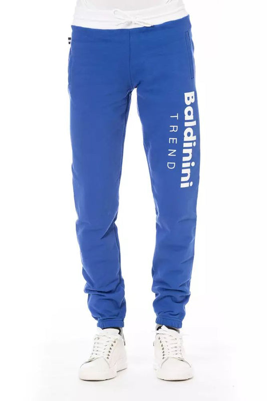 Baldinini Trend Chic Pantalon de sport en molleton de coton bleu avec détail logo