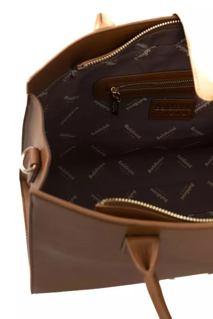 Baldinini Trend Elegante bolso de hombro marrón con detalles dorados