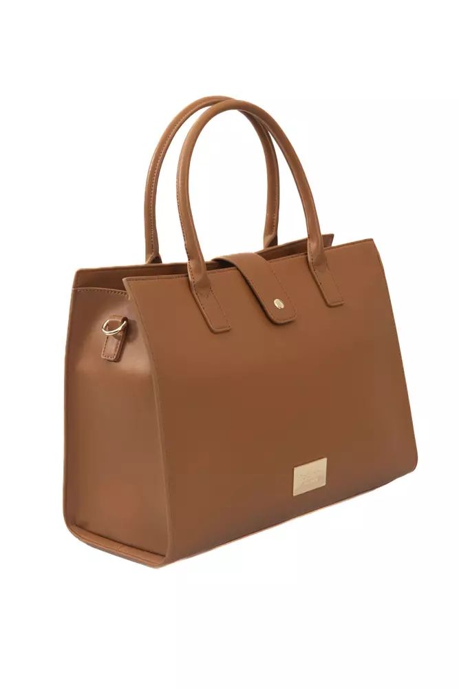 Baldinini Trend Elegante bolso de hombro marrón con detalles dorados