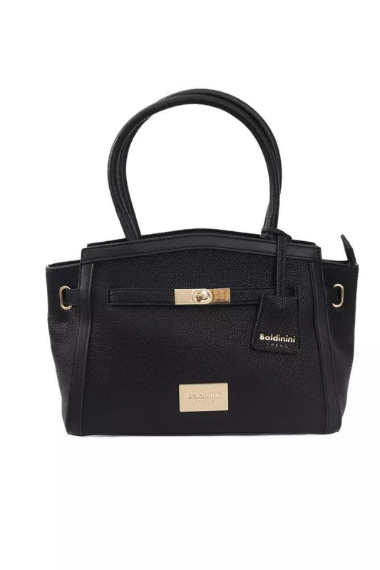 Baldinini Trend Elegante bolso de hombro negro con detalles dorados