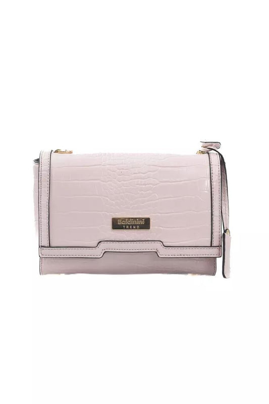 Baldinini Trend Elegante bolso rosa con solapa y detalles dorados
