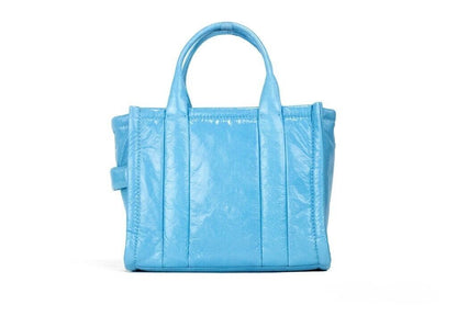 Marc Jacobs The Shiny Crinkle Mini Tote Bolso bandolera de cuero azul aire