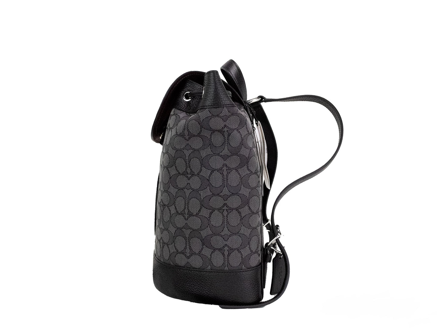 COACH Mochila Dempsey de lona jacquard con parche del logo en negro ahumado